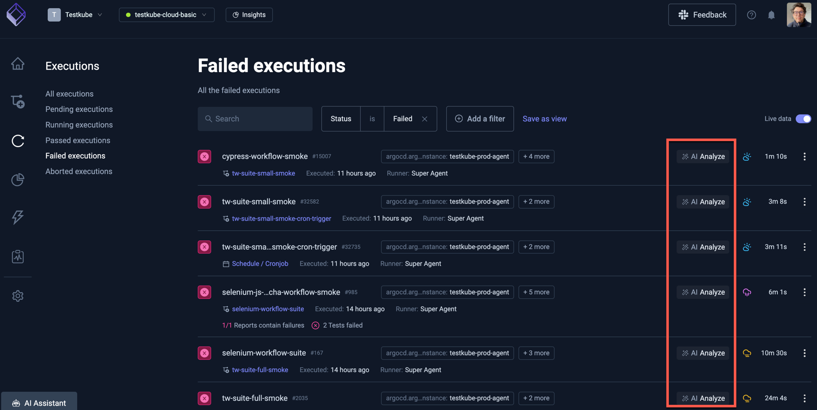 AI Analyze for Workflow Executions