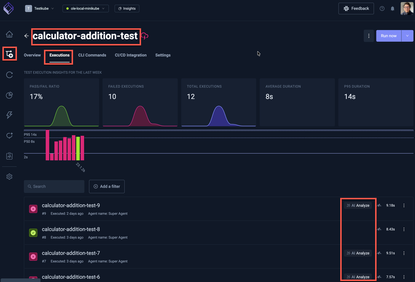 AI Analyze in Executions List