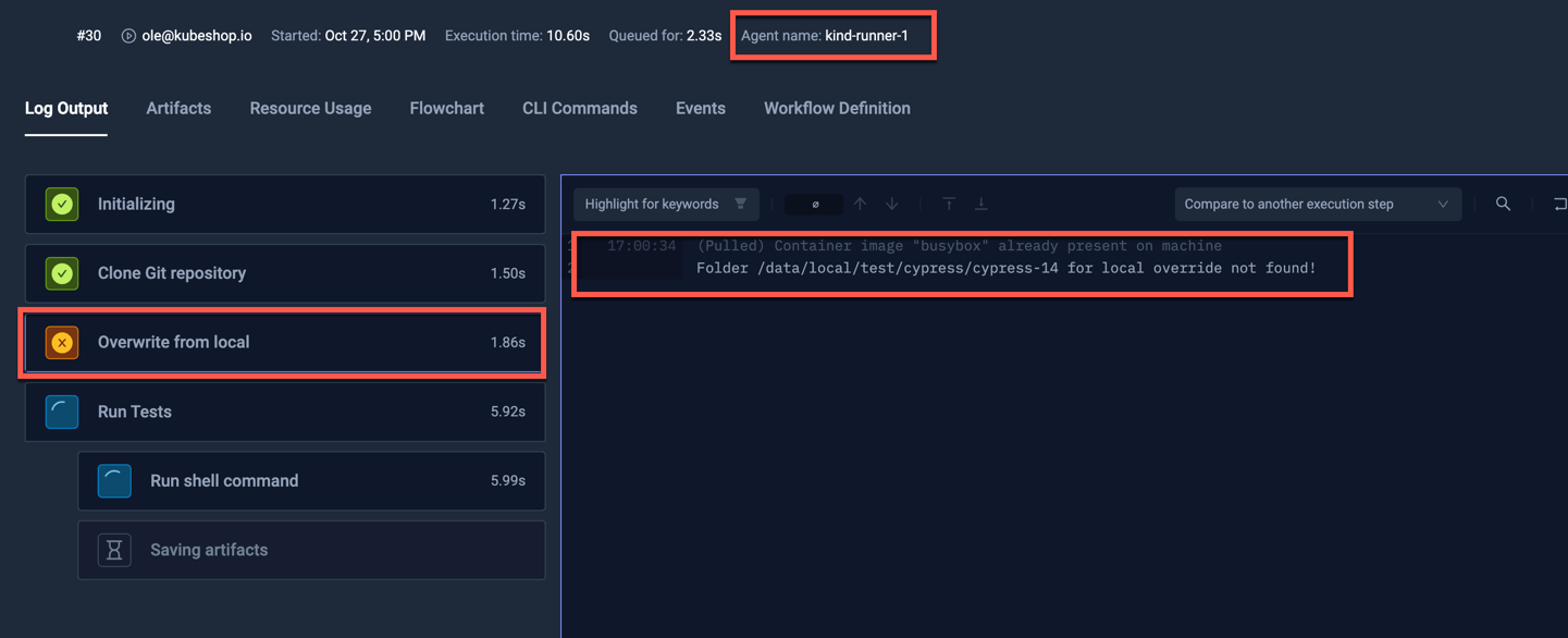 Output from Local Dev Override when disabled