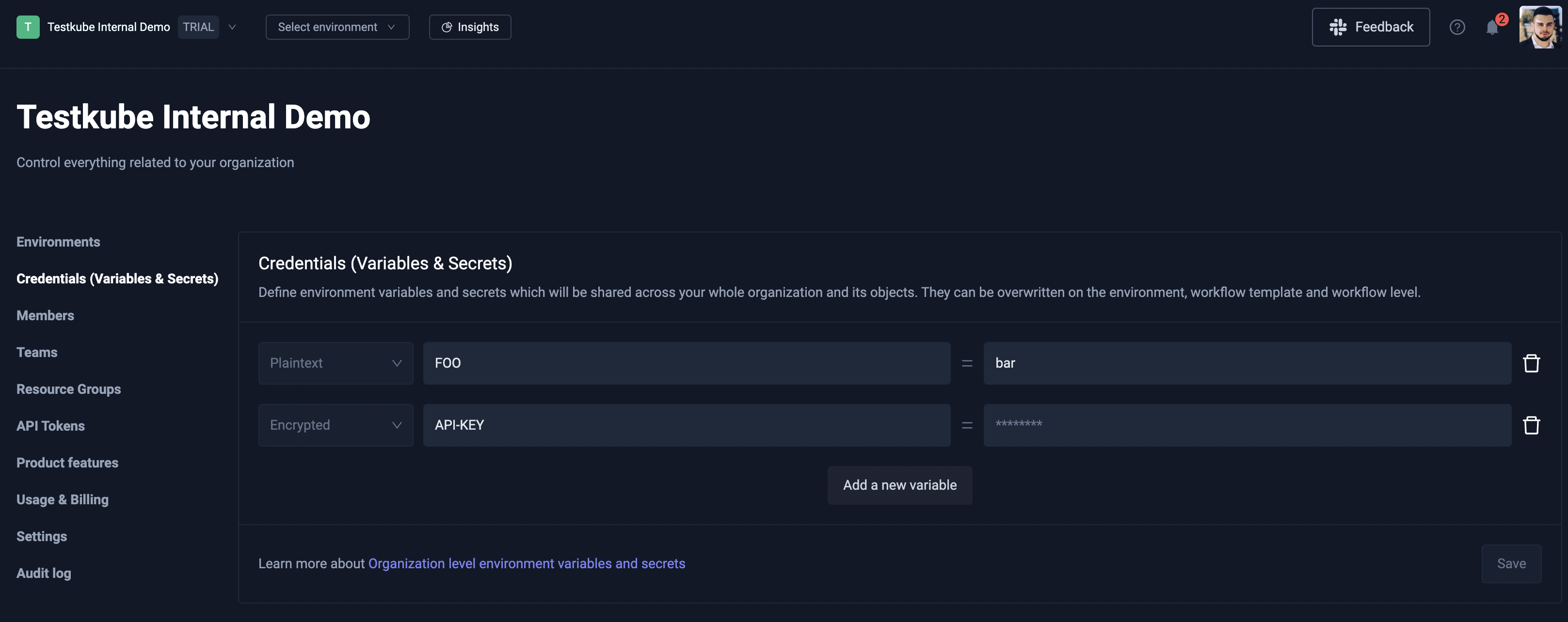 Organization credentials