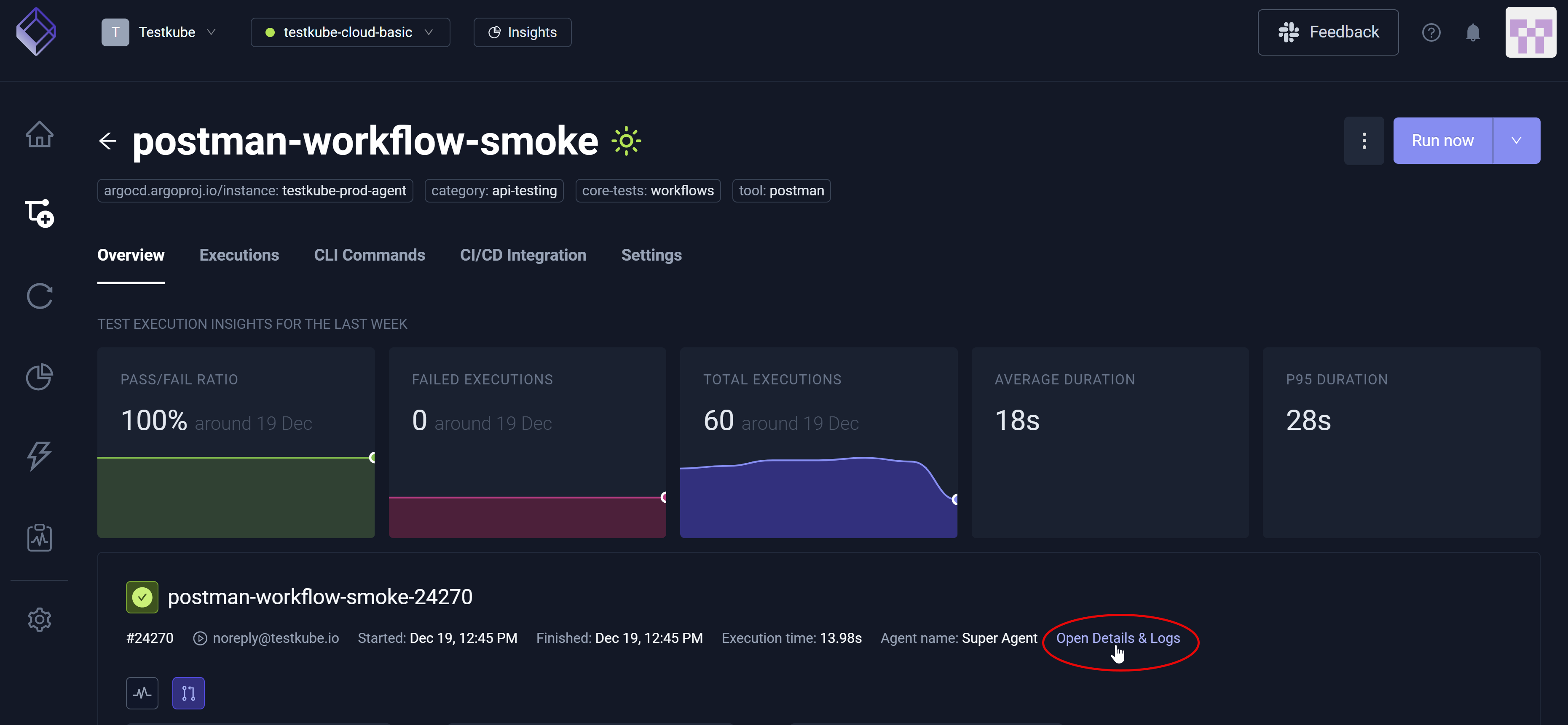 Open Details &amp; Logs