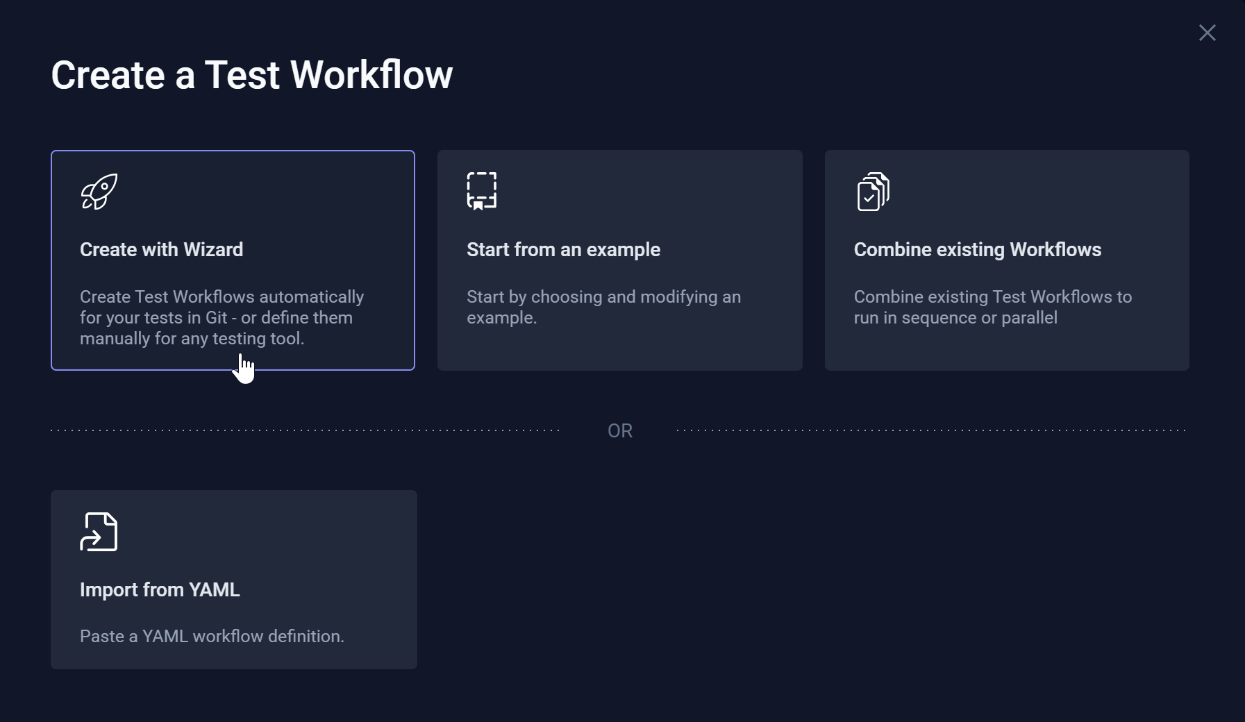 Create a Test Workfow modal