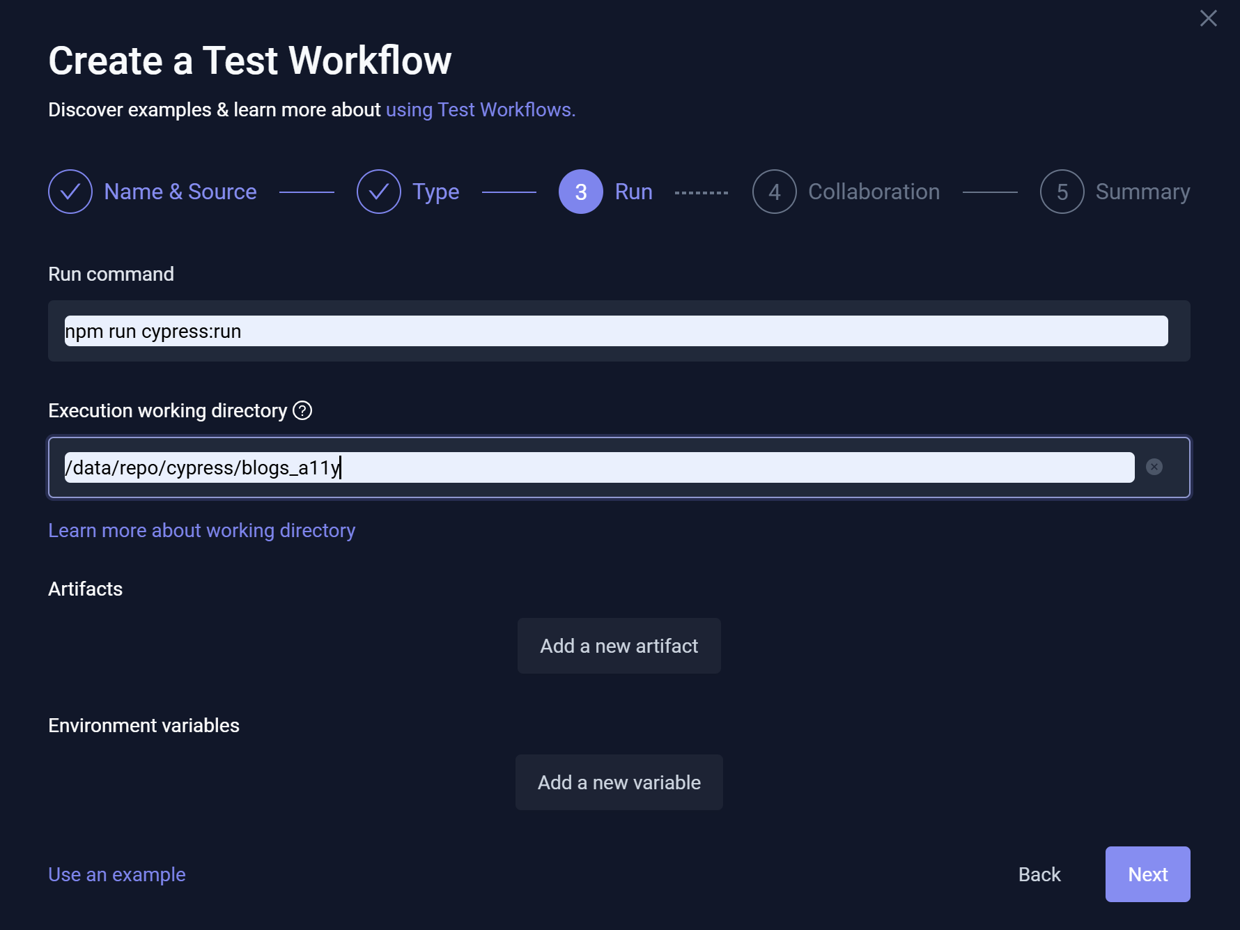 Workflow Wizard – Run Step