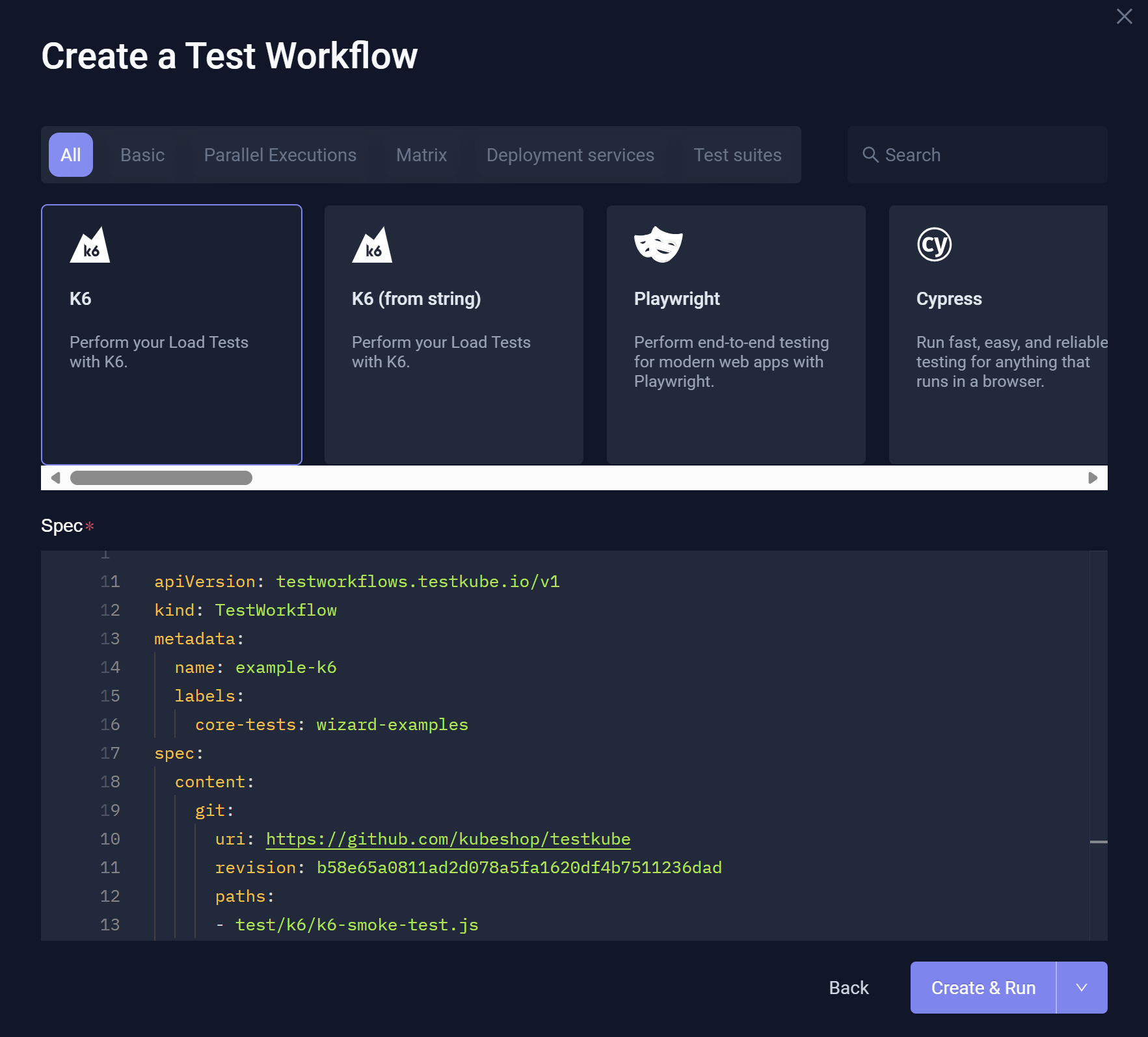 Start from an Example K6